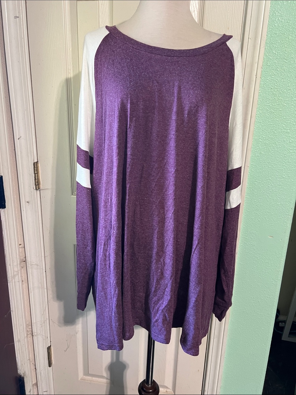 BloomChic Purple and White Raglan Long Sleeve Top